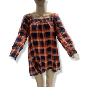 Compania Fantastica Orange/Blue Plaid Dress, Size S,